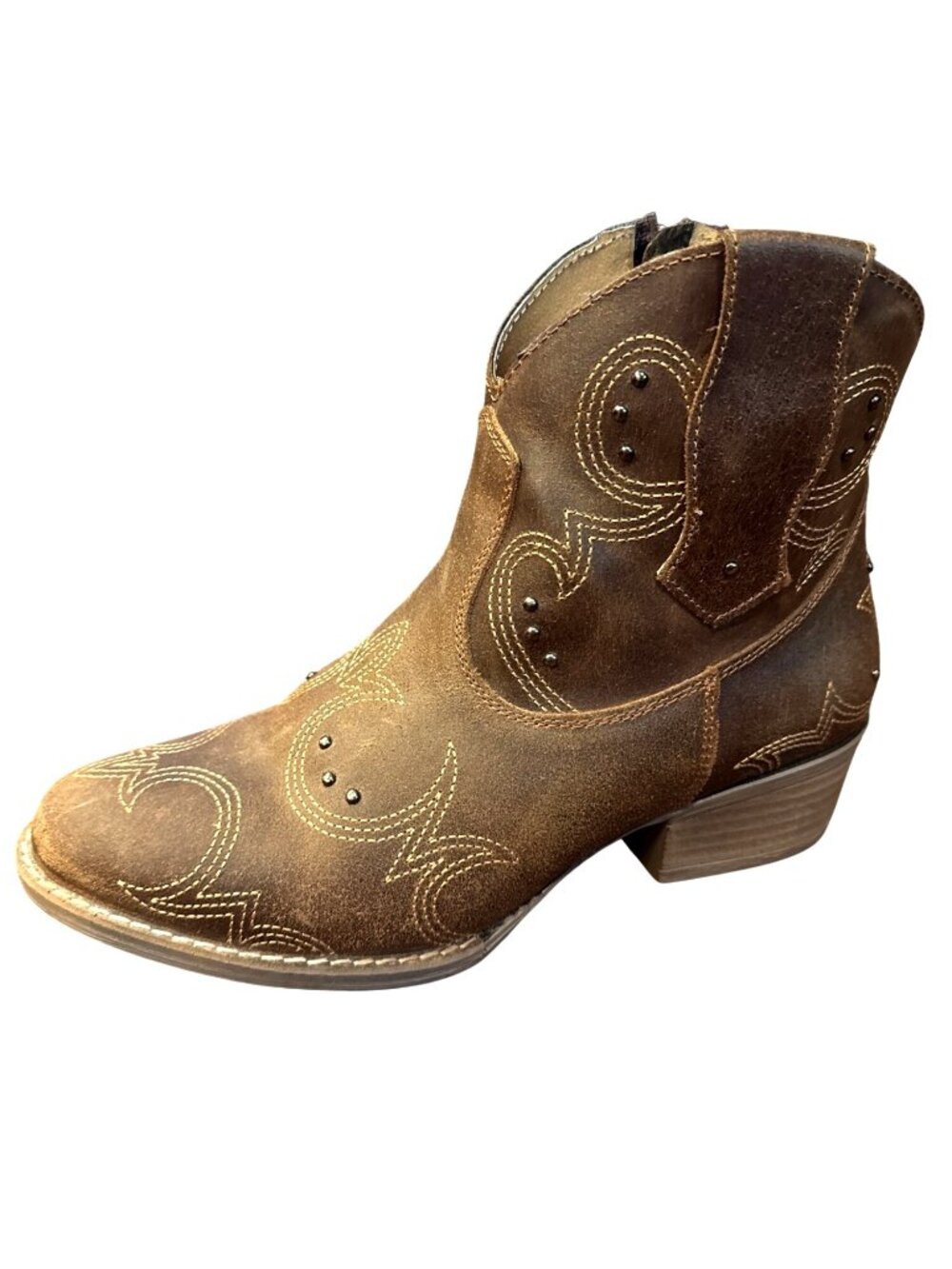Sterling River Western Ankle Boots Womens Sz 8.5M Leather Studded Cowgirl Chic